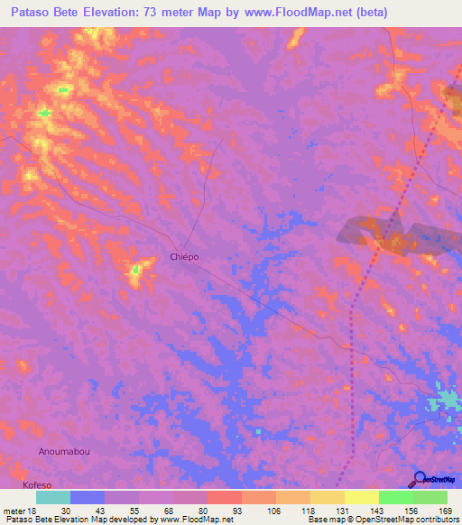 Pataso Bete,Ivory Coast Elevation Map