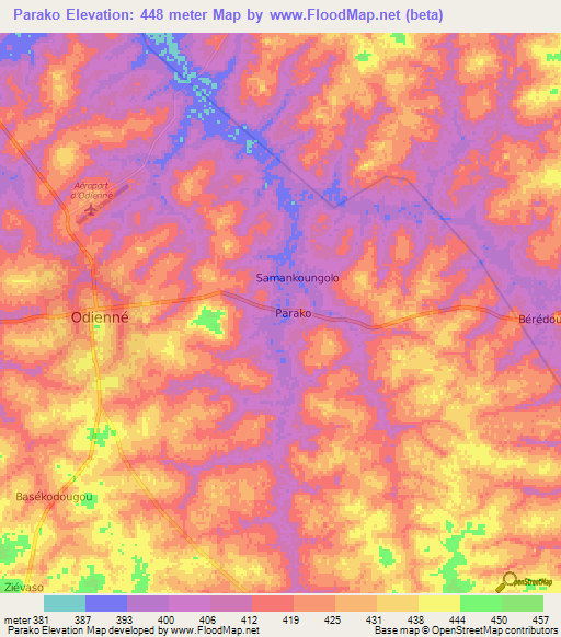 Parako,Ivory Coast Elevation Map