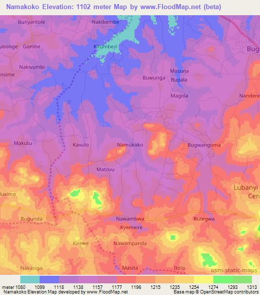 Namakoko,Uganda Elevation Map