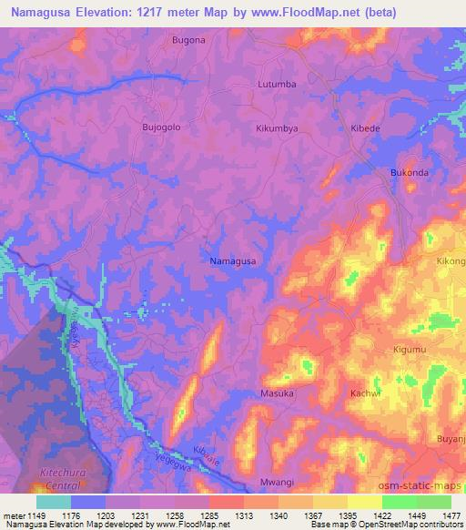 Namagusa,Uganda Elevation Map