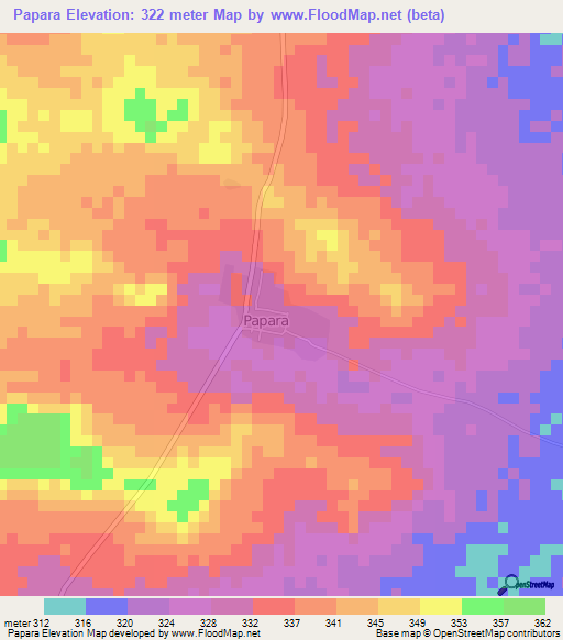 Papara,Ivory Coast Elevation Map