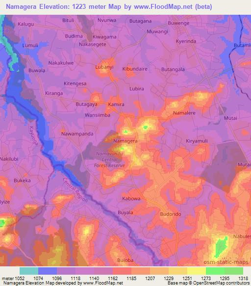 Namagera,Uganda Elevation Map