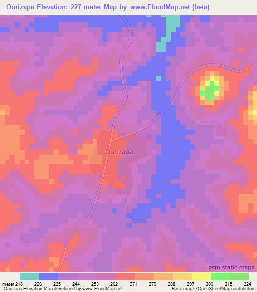 Ourizapa,Ivory Coast Elevation Map