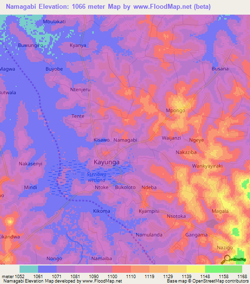 Namagabi,Uganda Elevation Map