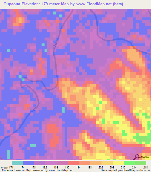 Oupeoua,Ivory Coast Elevation Map