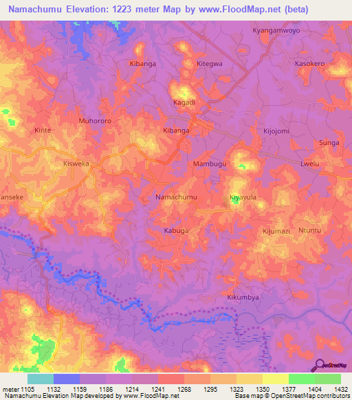 Namachumu,Uganda Elevation Map