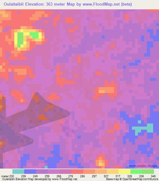 Oulaitaibli,Ivory Coast Elevation Map