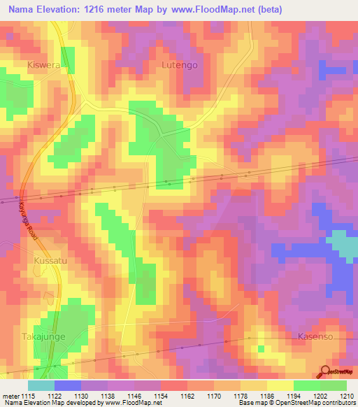 Nama,Uganda Elevation Map