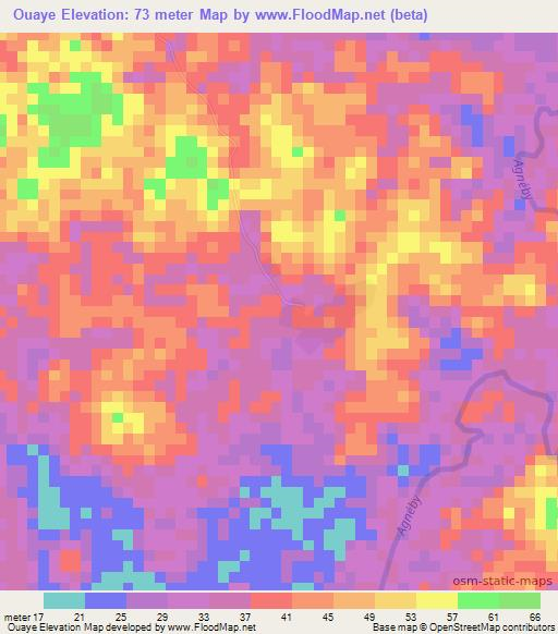 Ouaye,Ivory Coast Elevation Map