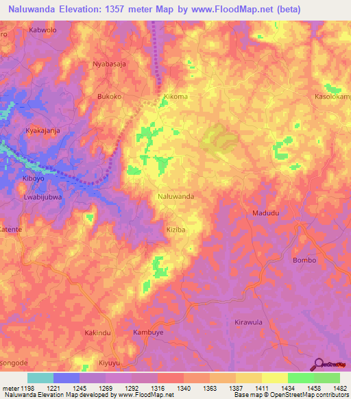 Naluwanda,Uganda Elevation Map