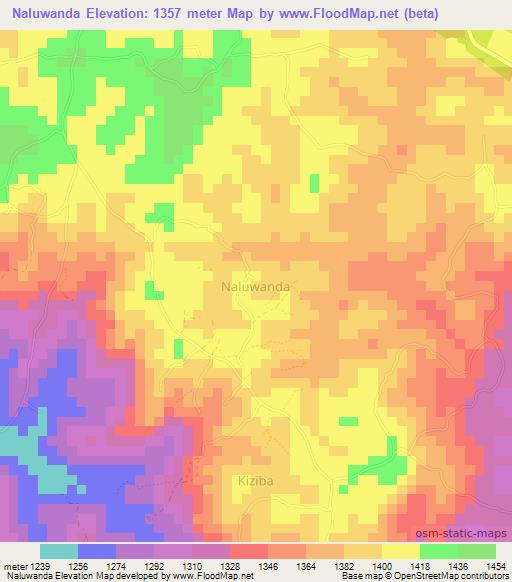 Naluwanda,Uganda Elevation Map
