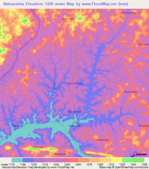 Nalusomba,Uganda Elevation Map