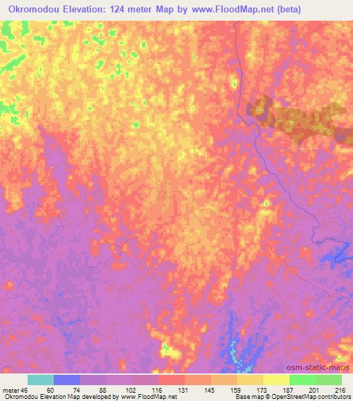 Okromodou,Ivory Coast Elevation Map