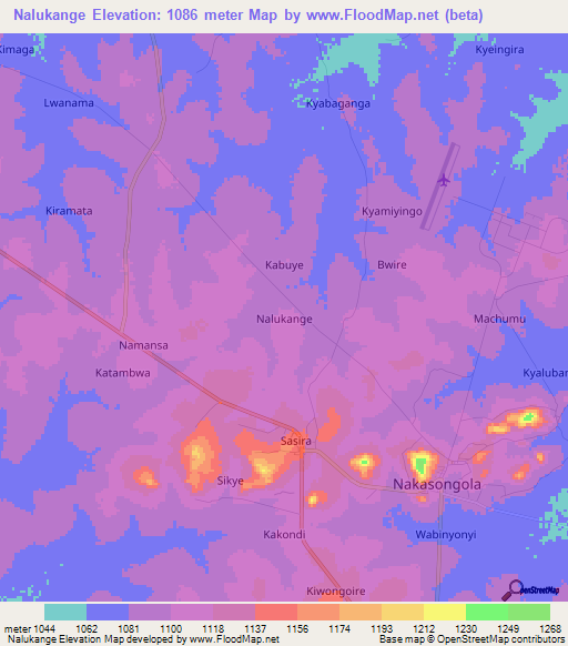 Nalukange,Uganda Elevation Map