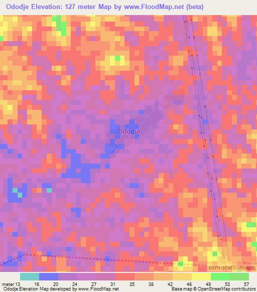 Ododje,Ivory Coast Elevation Map