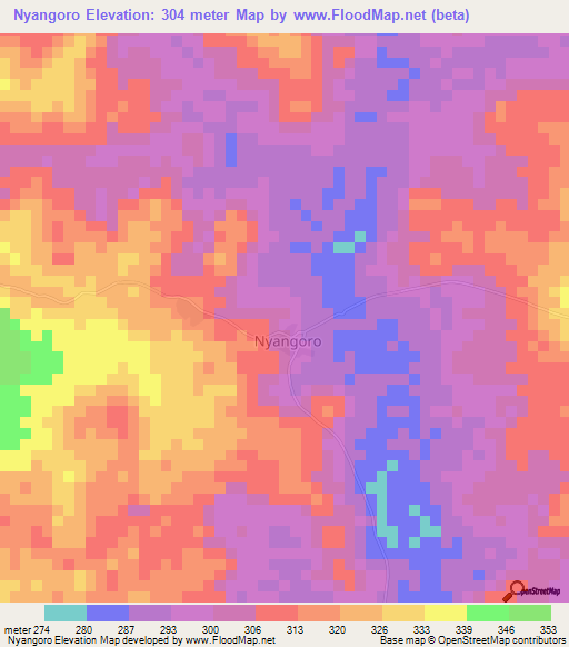 Nyangoro,Ivory Coast Elevation Map