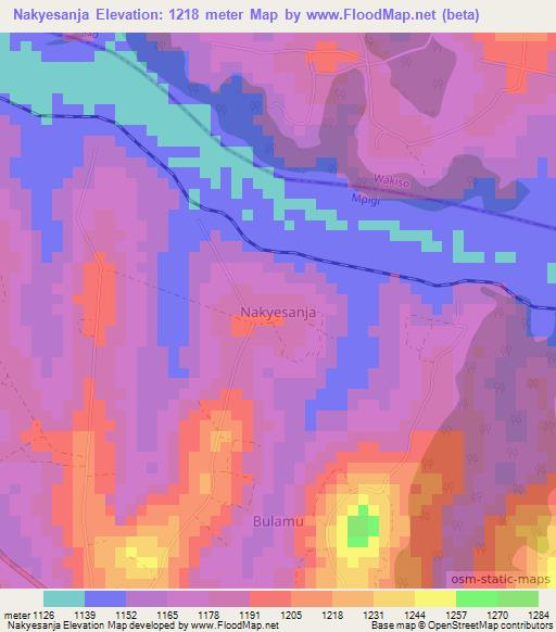 Nakyesanja,Uganda Elevation Map