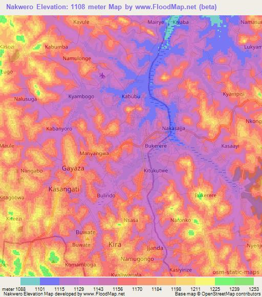 Nakwero,Uganda Elevation Map