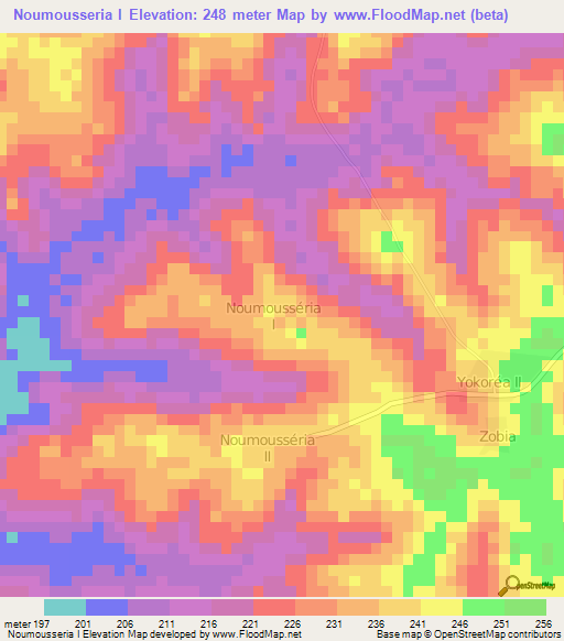 Noumousseria I,Ivory Coast Elevation Map