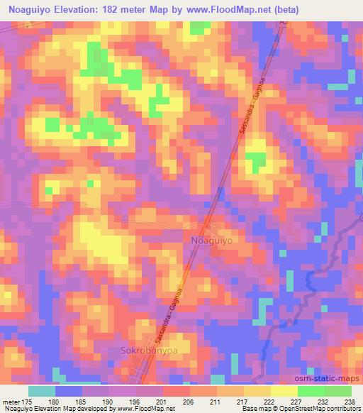 Noaguiyo,Ivory Coast Elevation Map