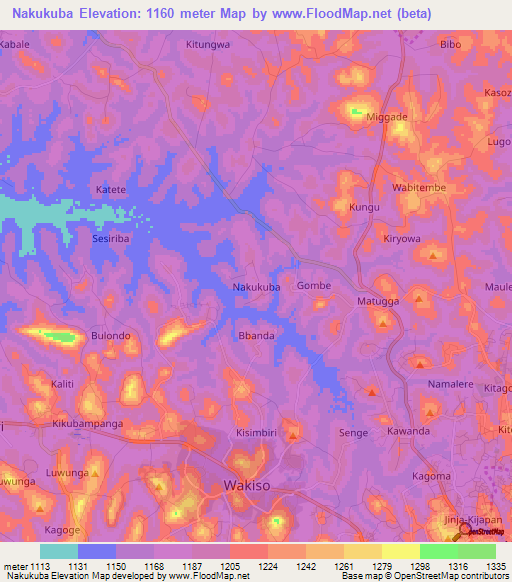 Nakukuba,Uganda Elevation Map
