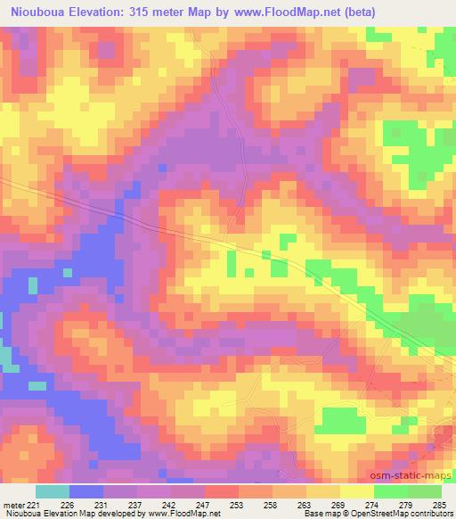 Niouboua,Ivory Coast Elevation Map
