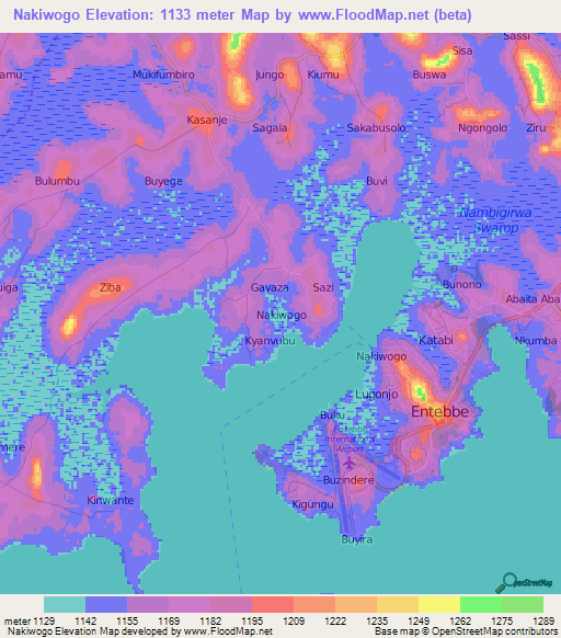 Nakiwogo,Uganda Elevation Map