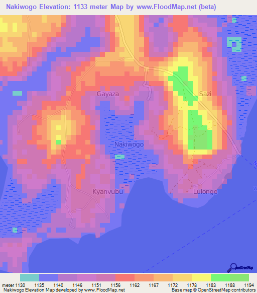 Nakiwogo,Uganda Elevation Map