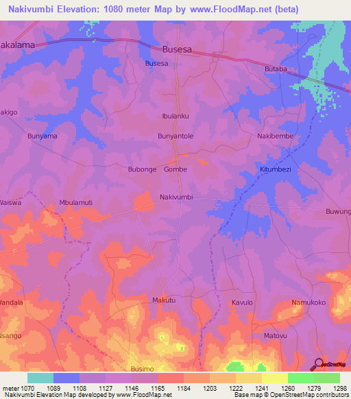 Nakivumbi,Uganda Elevation Map