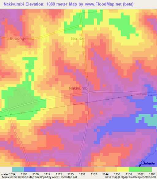 Nakivumbi,Uganda Elevation Map