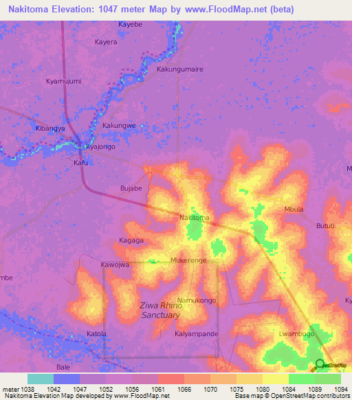 Nakitoma,Uganda Elevation Map