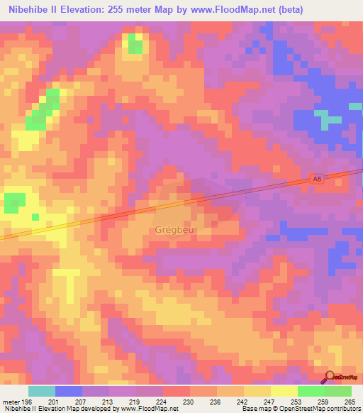 Nibehibe II,Ivory Coast Elevation Map