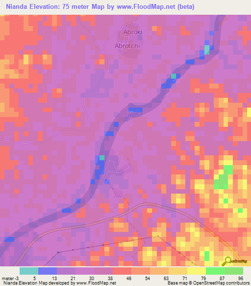 Nianda,Ivory Coast Elevation Map