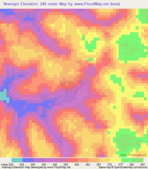Niamayo,Ivory Coast Elevation Map