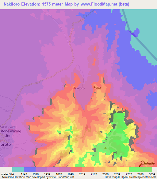 Nakiloro,Uganda Elevation Map