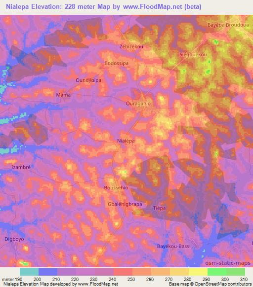 Nialepa,Ivory Coast Elevation Map