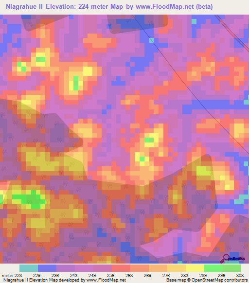 Niagrahue II,Ivory Coast Elevation Map