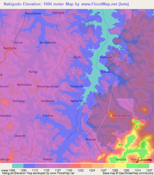 Nakigudo,Uganda Elevation Map