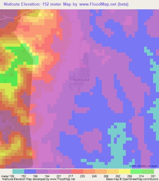 Niafouta,Ivory Coast Elevation Map