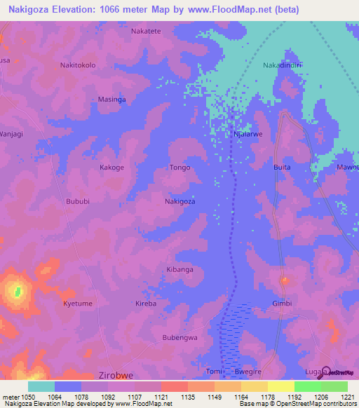 Nakigoza,Uganda Elevation Map
