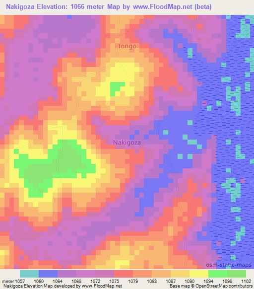 Nakigoza,Uganda Elevation Map