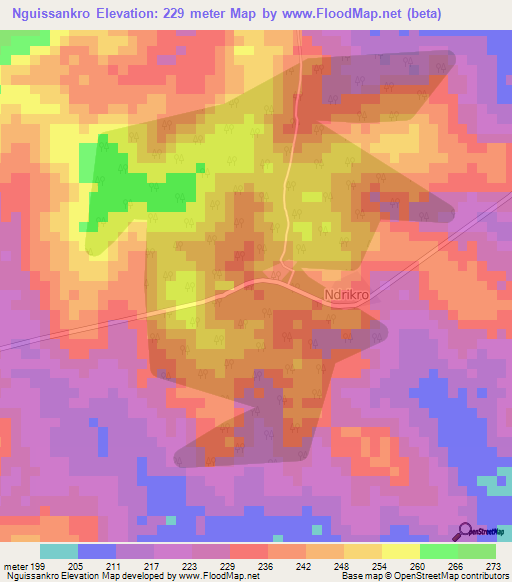 Nguissankro,Ivory Coast Elevation Map