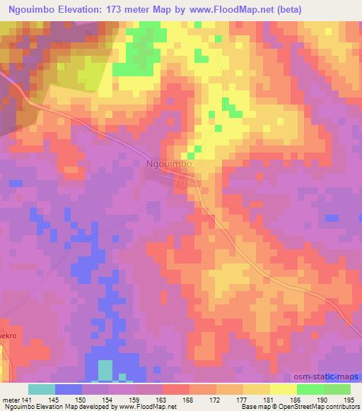 Ngouimbo,Ivory Coast Elevation Map
