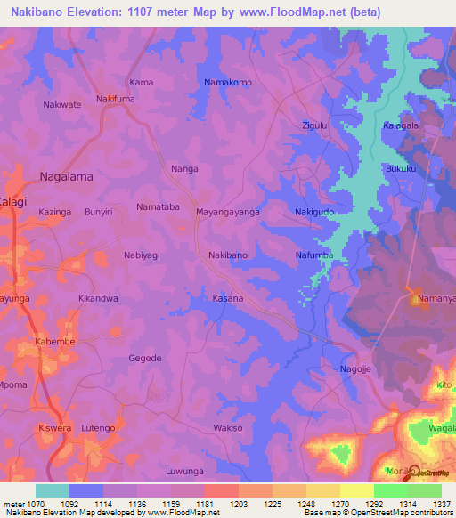 Nakibano,Uganda Elevation Map