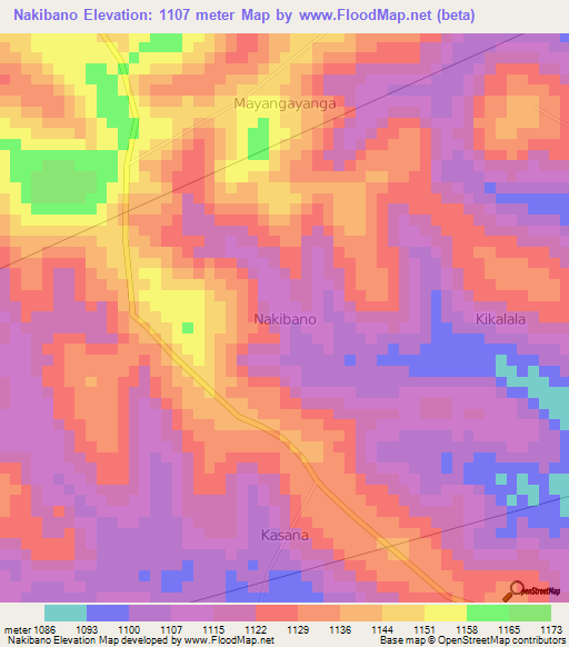 Nakibano,Uganda Elevation Map