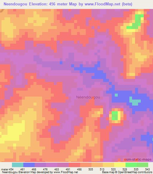 Neendougou,Ivory Coast Elevation Map