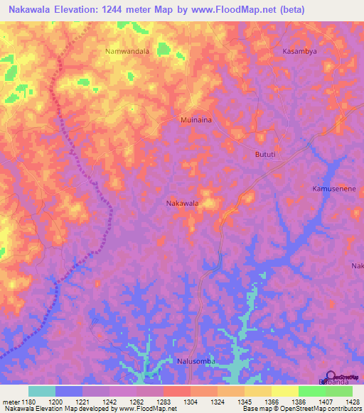 Nakawala,Uganda Elevation Map