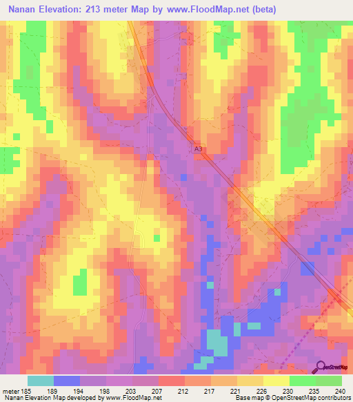Nanan,Ivory Coast Elevation Map