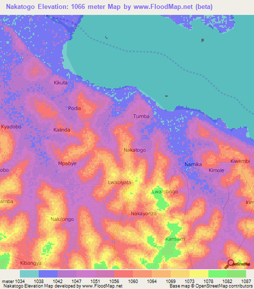 Nakatogo,Uganda Elevation Map