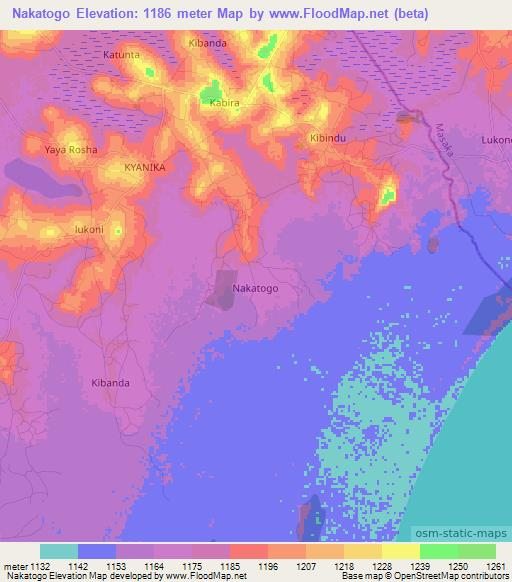 Nakatogo,Uganda Elevation Map